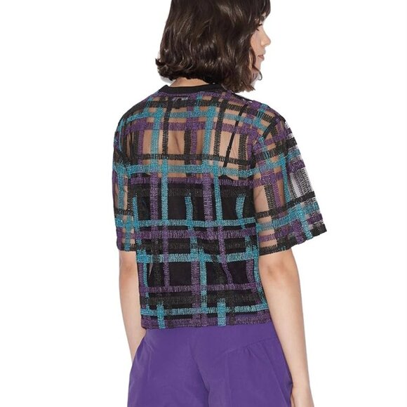 BNWT A|X Armani Exchange Short Sleeve Colorful Striped Blouse Size S - Picture 4 of 13